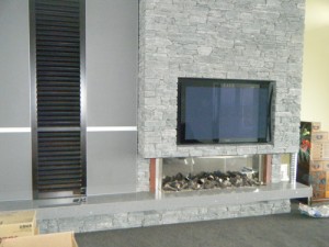 Engineered Stone Fireplace & Hearth with TV Enclosed, Feature Wall