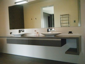 Modern Stone Bathroom Vanity (with towel shelf)